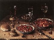 BEERT, Osias Still-Life with Cherries and Strawberries in China Bowls oil painting reproduction